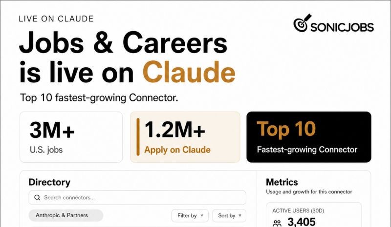 Graphic announcing Sonic Jobs is live on Claude