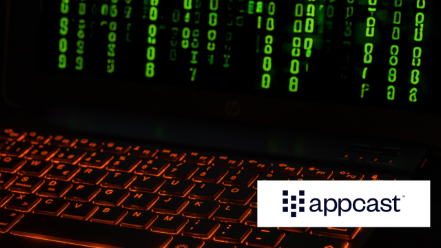 Appcast logo on matrix style background