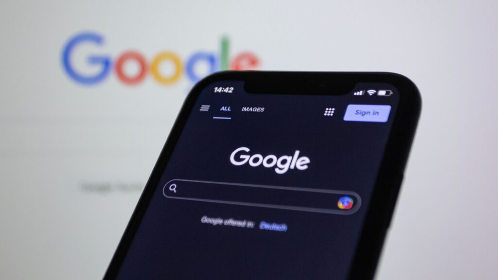 Google logo on mobile phone